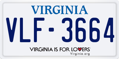 VA license plate VLF3664
