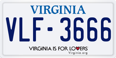 VA license plate VLF3666