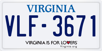 VA license plate VLF3671