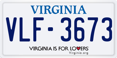 VA license plate VLF3673