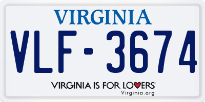 VA license plate VLF3674