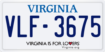 VA license plate VLF3675