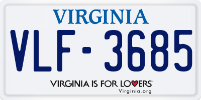 VA license plate VLF3685
