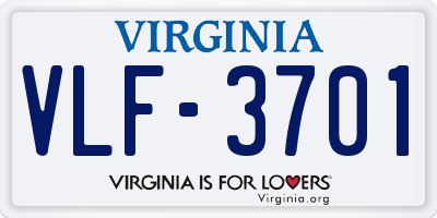 VA license plate VLF3701