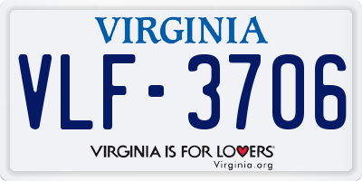VA license plate VLF3706