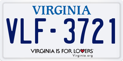 VA license plate VLF3721