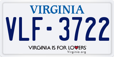 VA license plate VLF3722
