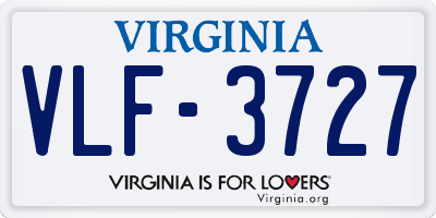 VA license plate VLF3727
