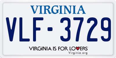 VA license plate VLF3729