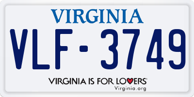 VA license plate VLF3749