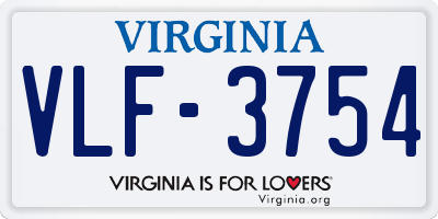 VA license plate VLF3754