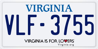 VA license plate VLF3755