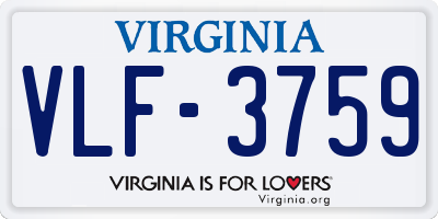 VA license plate VLF3759