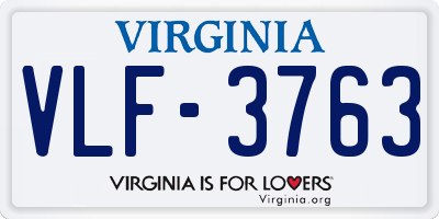 VA license plate VLF3763