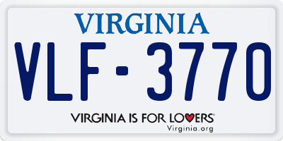 VA license plate VLF3770