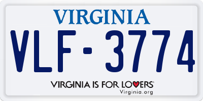 VA license plate VLF3774