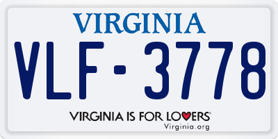 VA license plate VLF3778