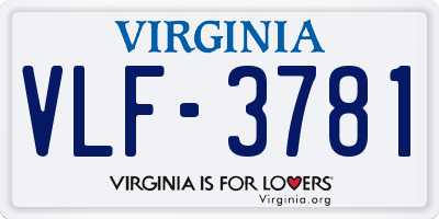 VA license plate VLF3781
