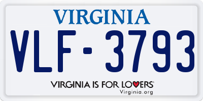VA license plate VLF3793