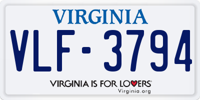 VA license plate VLF3794