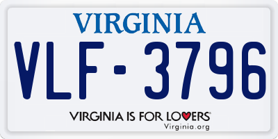 VA license plate VLF3796