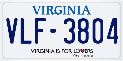 VA license plate VLF3804