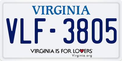 VA license plate VLF3805