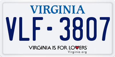 VA license plate VLF3807