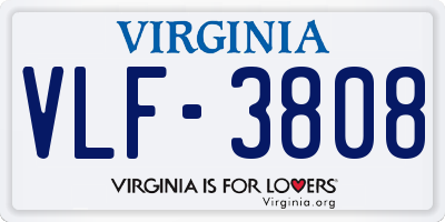 VA license plate VLF3808