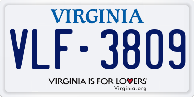 VA license plate VLF3809