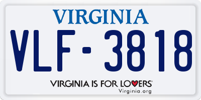 VA license plate VLF3818