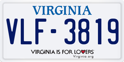 VA license plate VLF3819