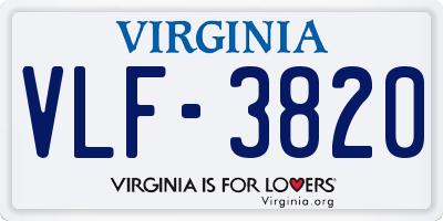 VA license plate VLF3820