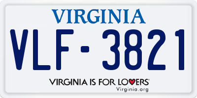VA license plate VLF3821