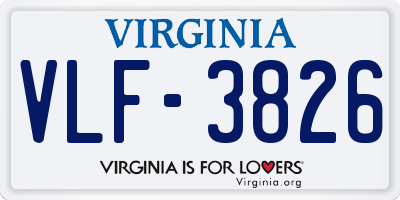 VA license plate VLF3826