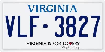 VA license plate VLF3827