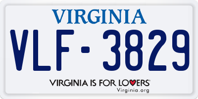 VA license plate VLF3829