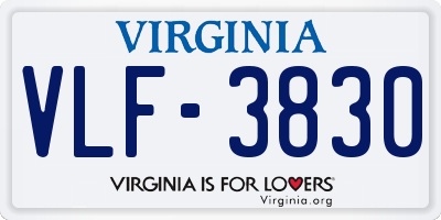 VA license plate VLF3830