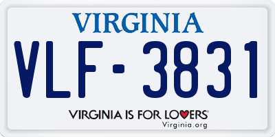 VA license plate VLF3831