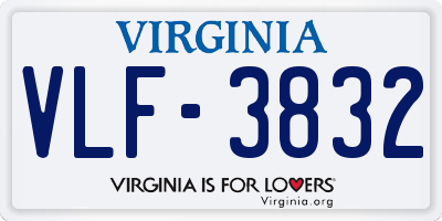 VA license plate VLF3832