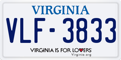 VA license plate VLF3833