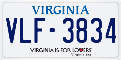 VA license plate VLF3834