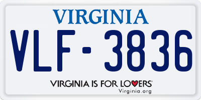 VA license plate VLF3836
