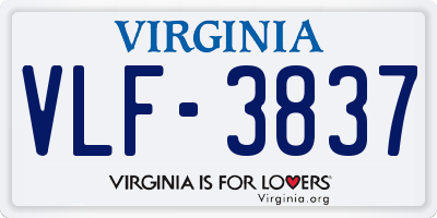VA license plate VLF3837