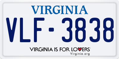 VA license plate VLF3838