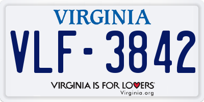VA license plate VLF3842