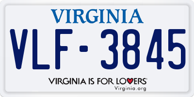 VA license plate VLF3845