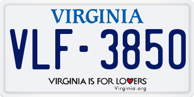 VA license plate VLF3850