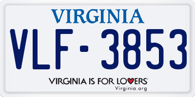 VA license plate VLF3853