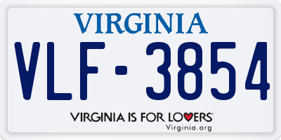 VA license plate VLF3854
